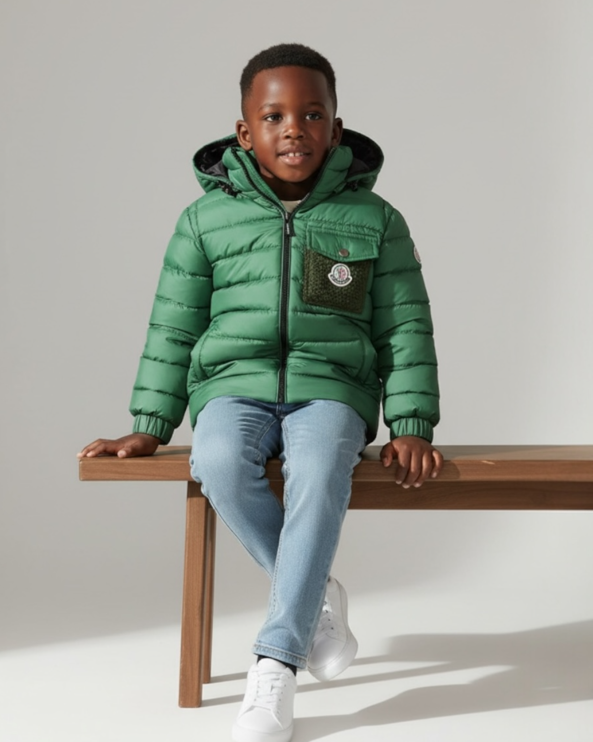 Kids Mon. Puffer Hooded Jacket - Green