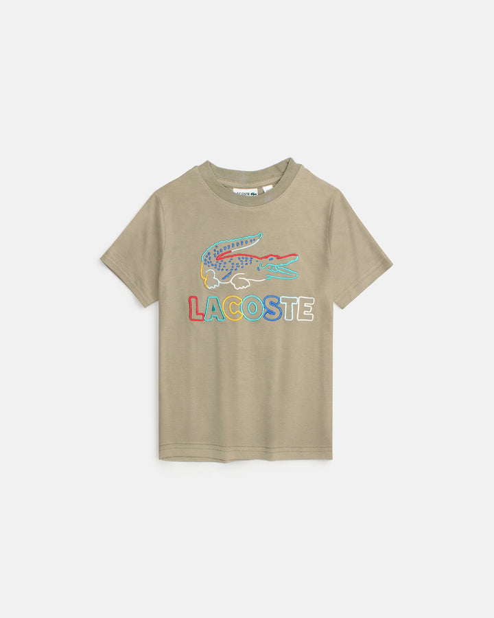 Kids Lac. Multi Logo T Shirt - Beige