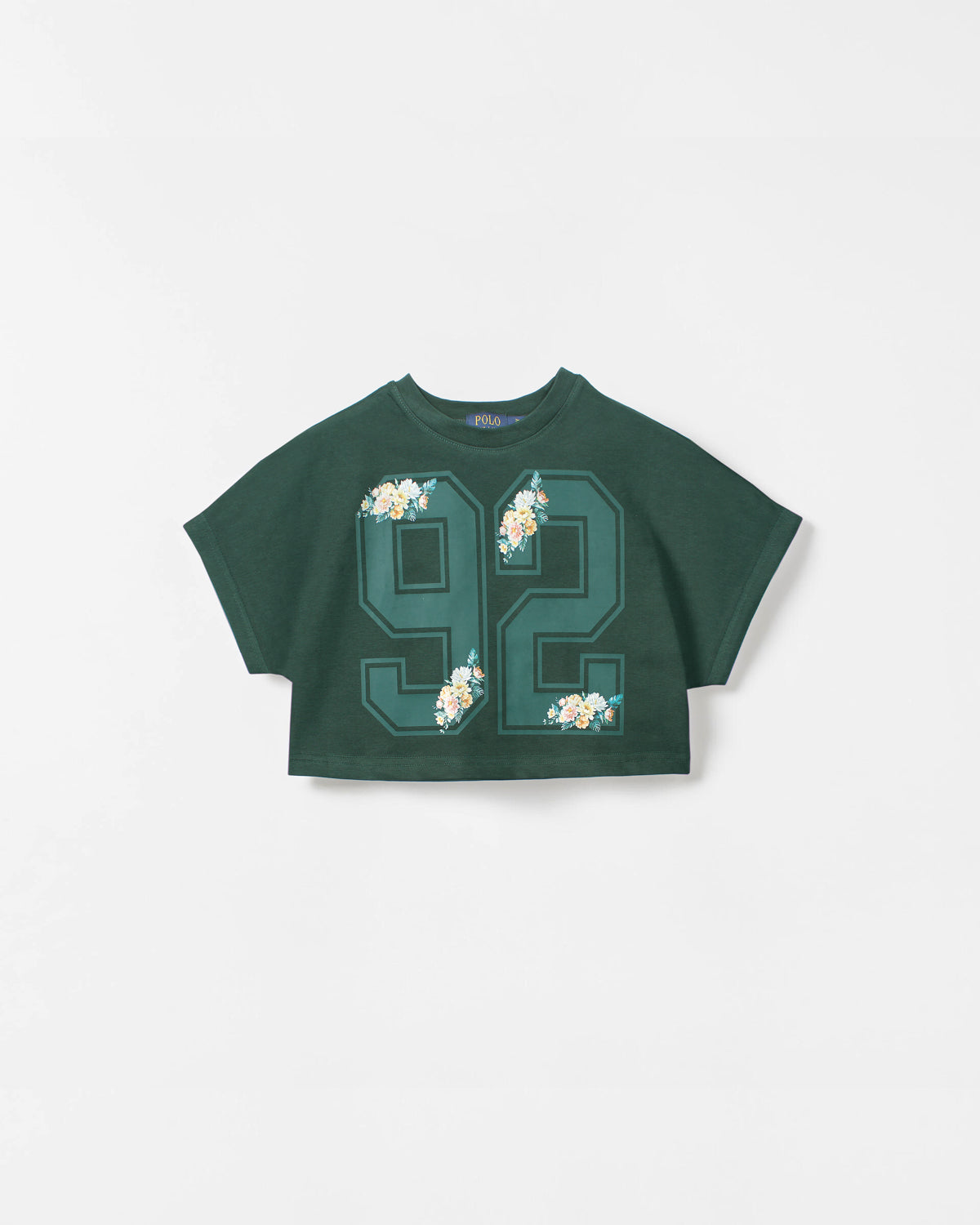 Baby Girls Cropped Flowered T Shirt - Green