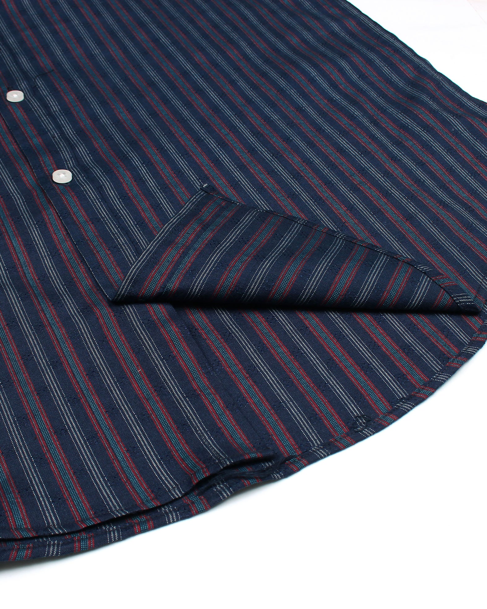 Premium Down Button Lined Shirt - Red & Blue