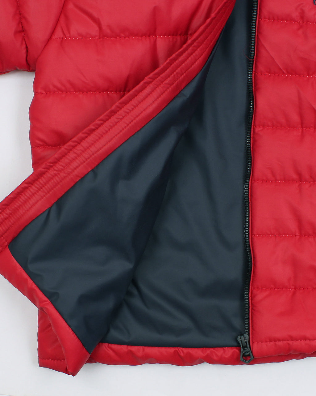 Kids Puffer Hooded R-L Jacket - Red