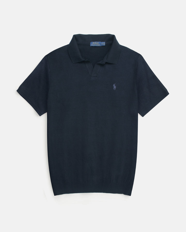 Exclusive Knitted Johny Collar Polo Shirt - Navy Blue
