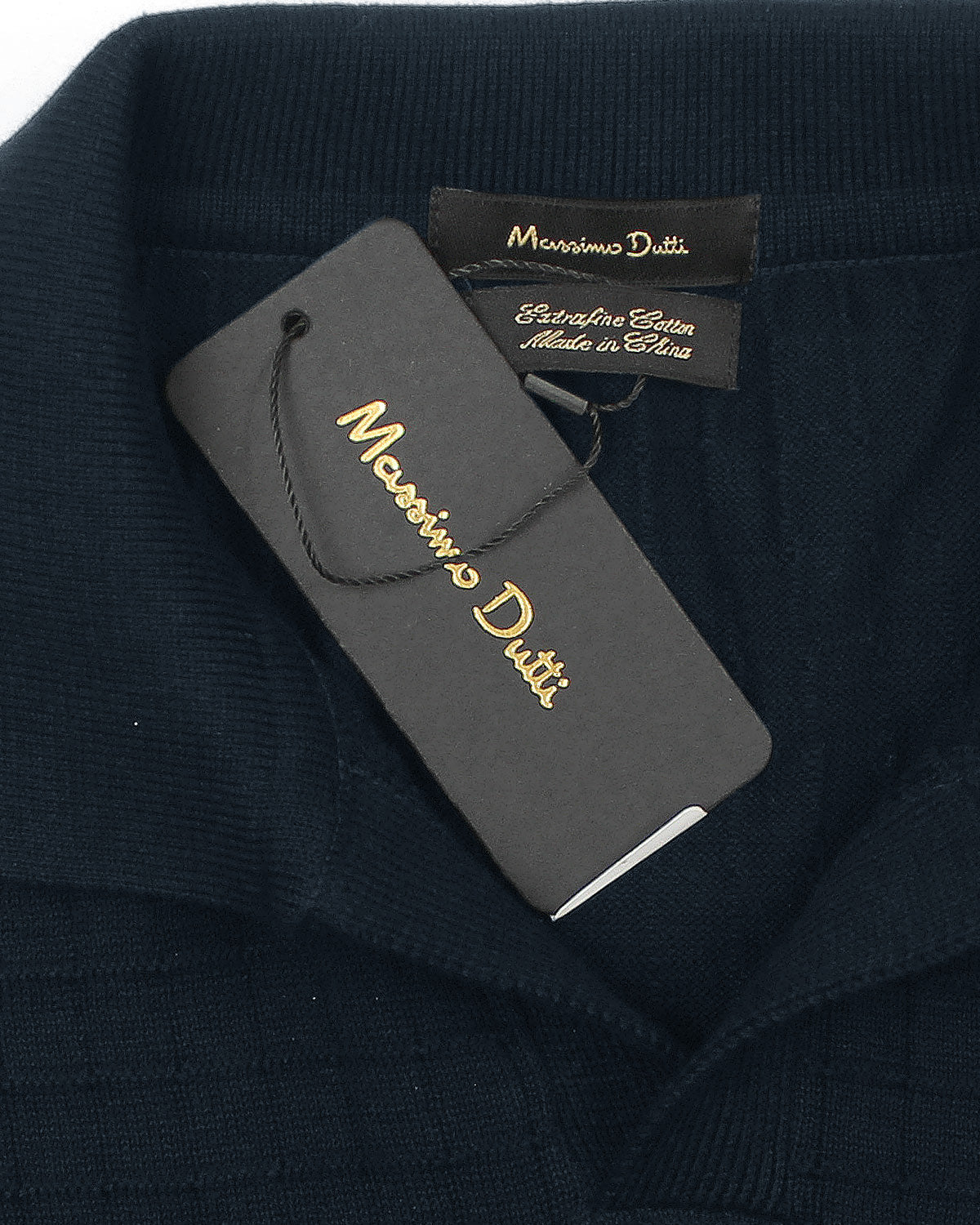 Men's Knitted Block Polo Shirt - Navy Blue