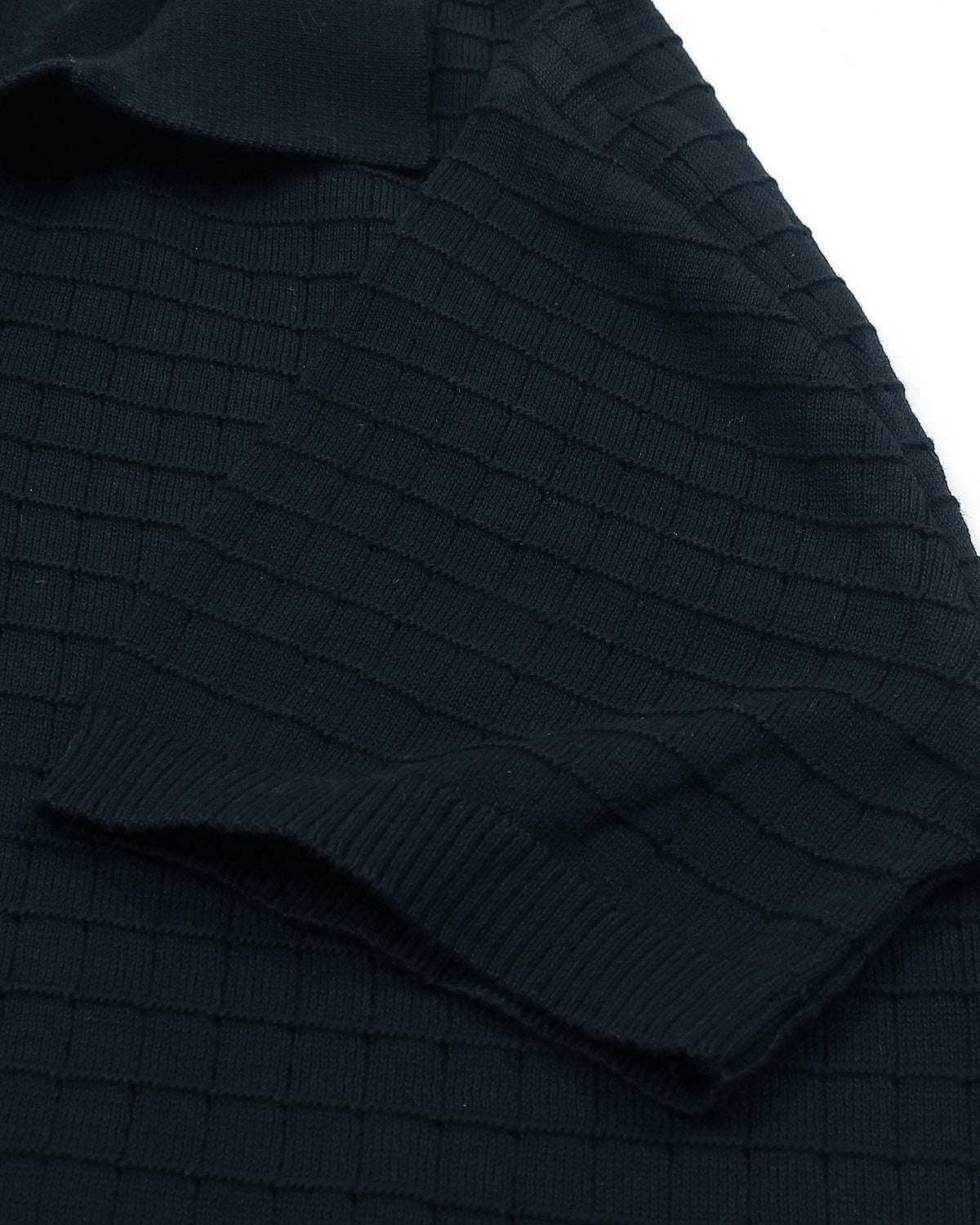 Men's Knitted Block Polo Shirt - Navy Blue