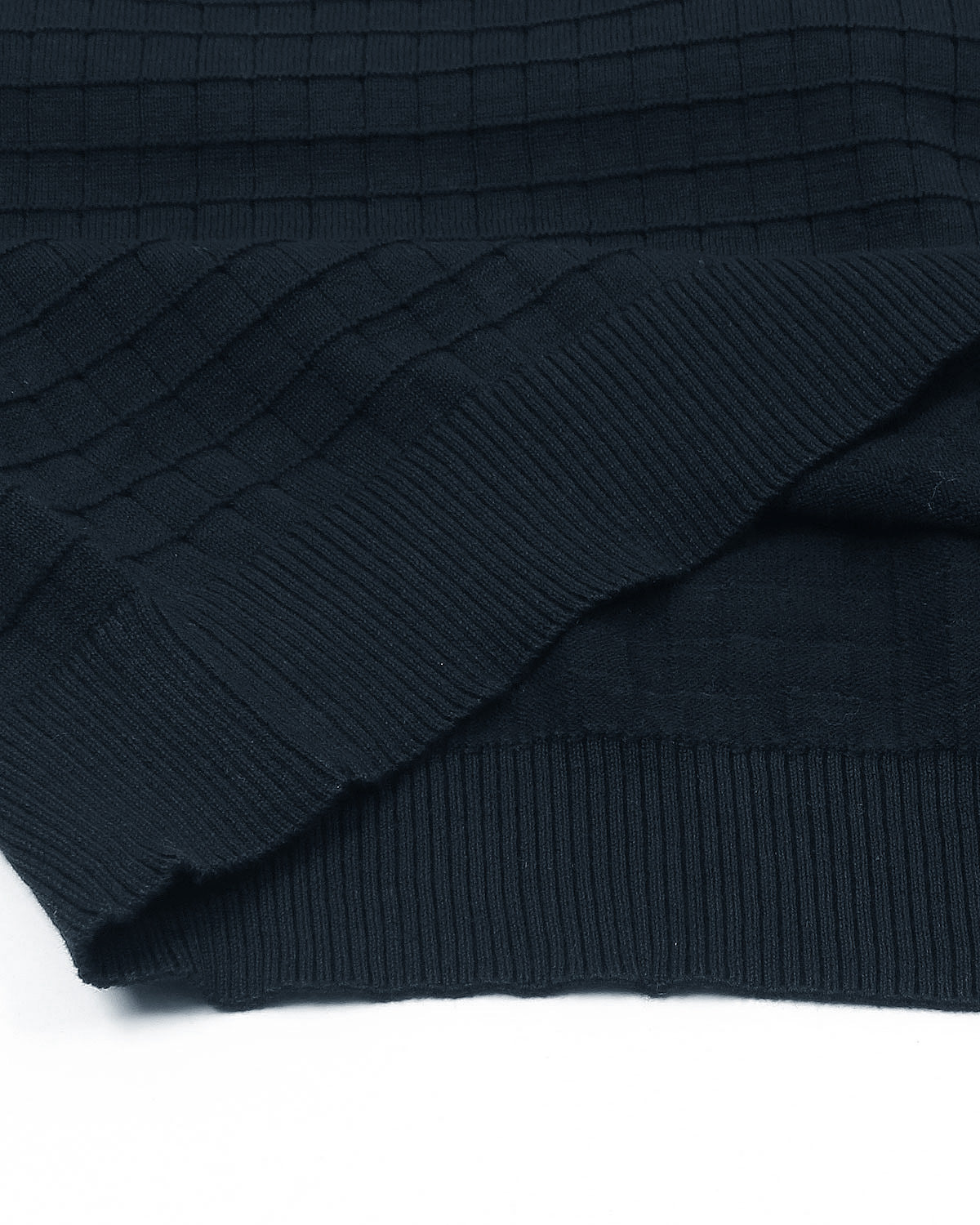 Men's Knitted Block Polo Shirt - Navy Blue