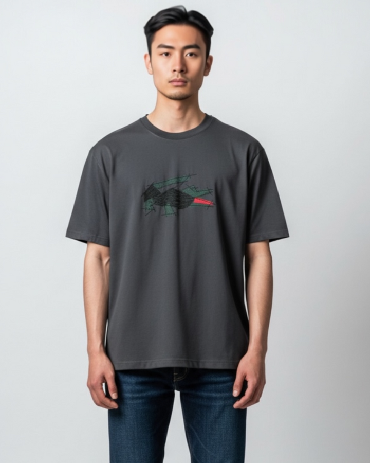 Men's Oversize Croc Lac. T Shirt - Grey