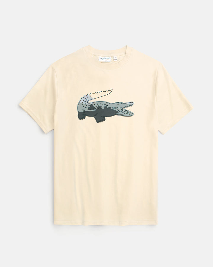 Men’s lac. Iconic Crocodile Print T Shirt - Off White