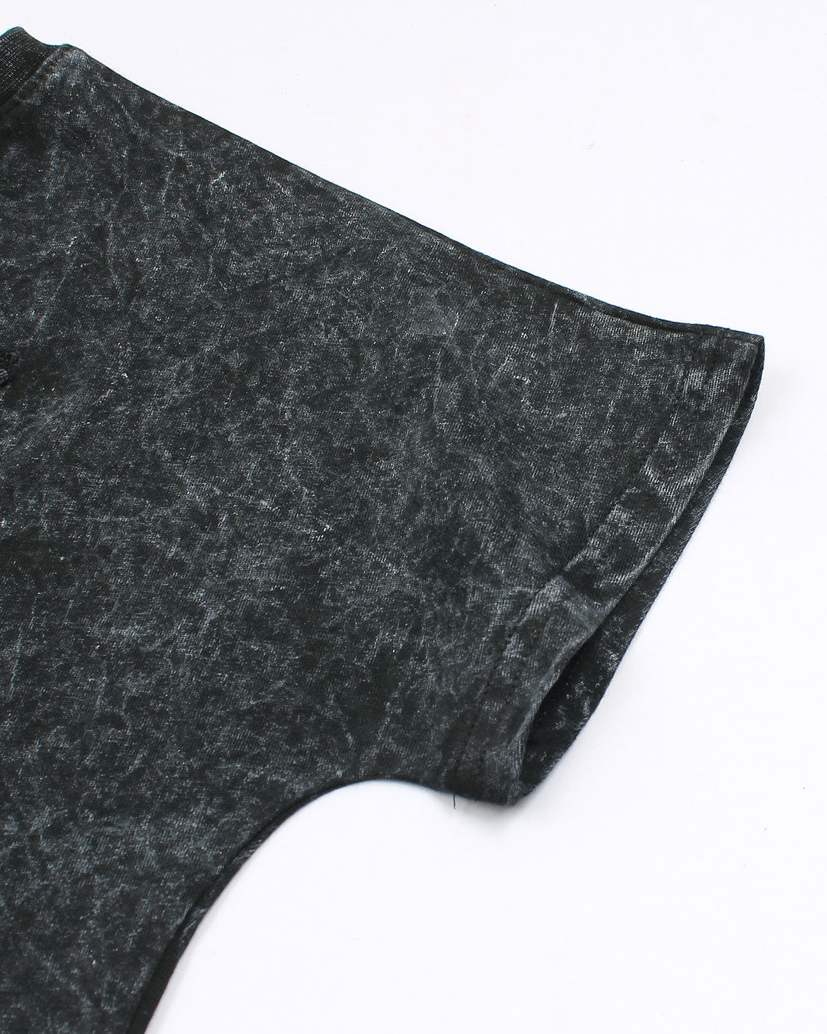 Lac. Baby Girl Acid Wash Cropped T-Shirt - Black