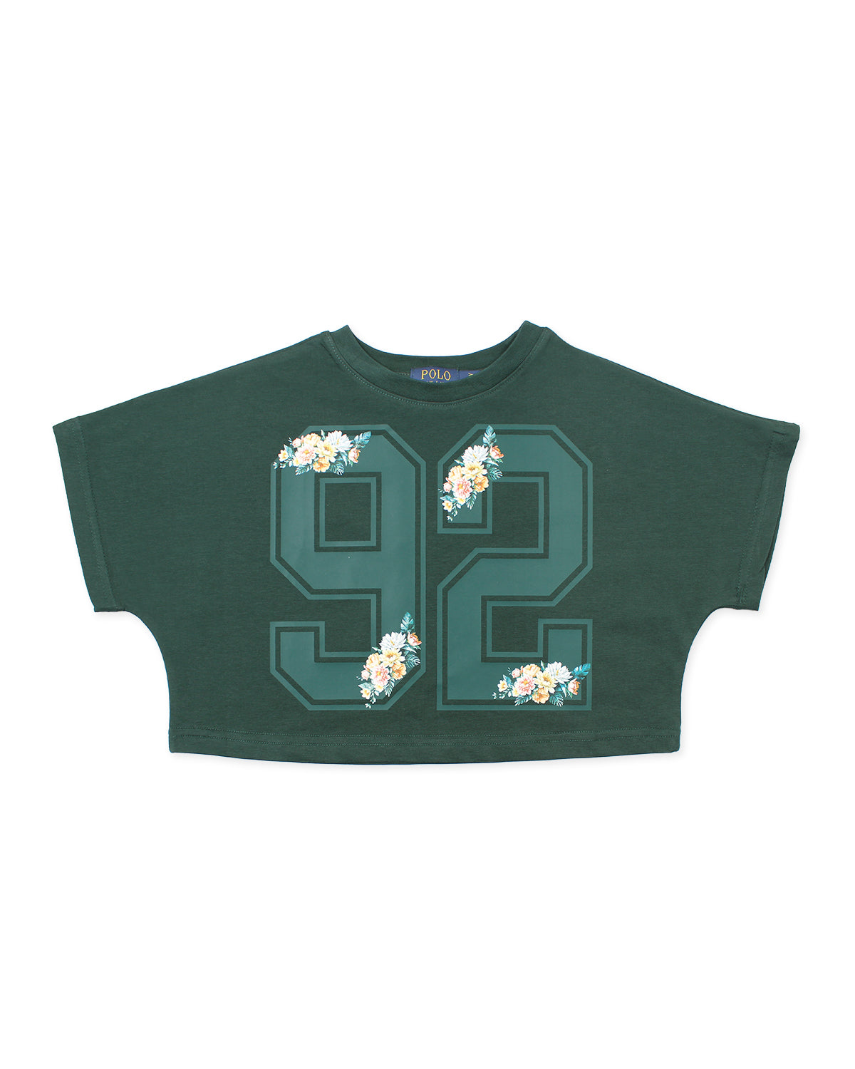 Baby Girls Cropped Flowered T Shirt - Green