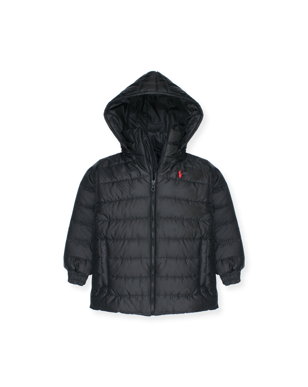 Kids Puffer Hooded R-L Jacket - Black