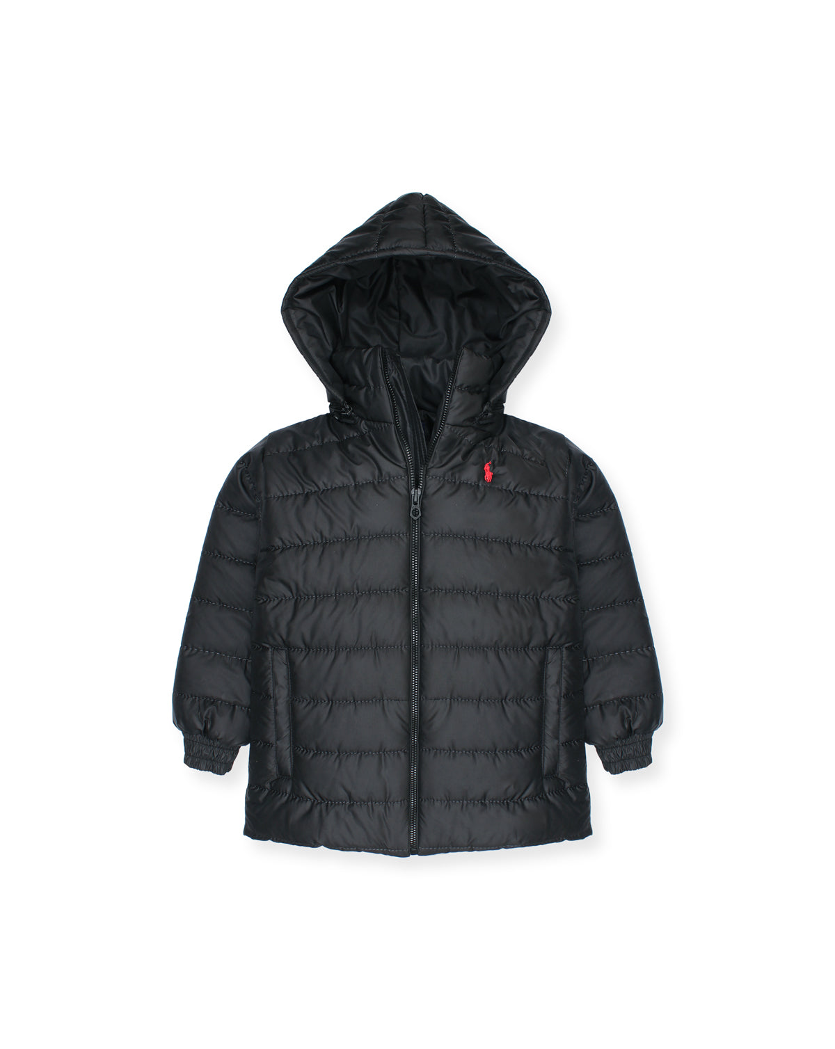 Kids Puffer Hooded R-L Jacket - Black