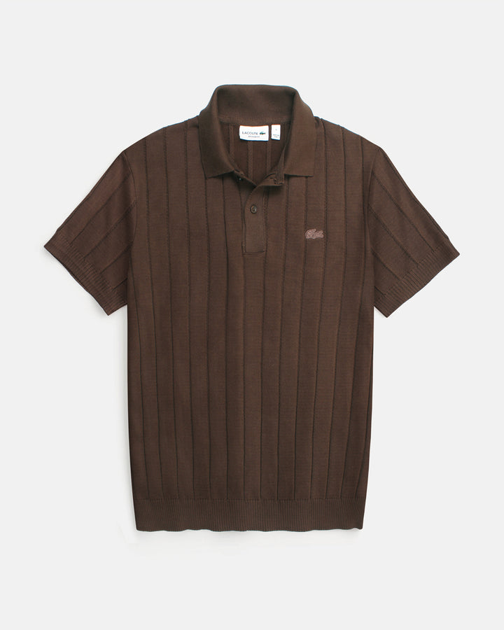 Iconic Lac. Knitted Polo Shirt - Brown