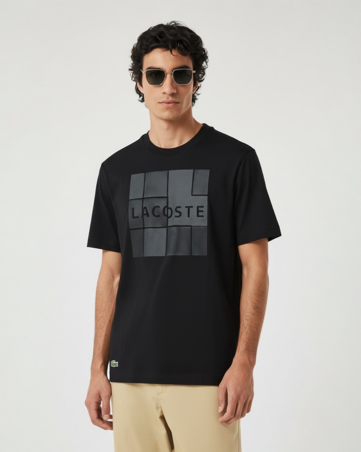 Men's Lac Graphic Grid T Shirt - Black