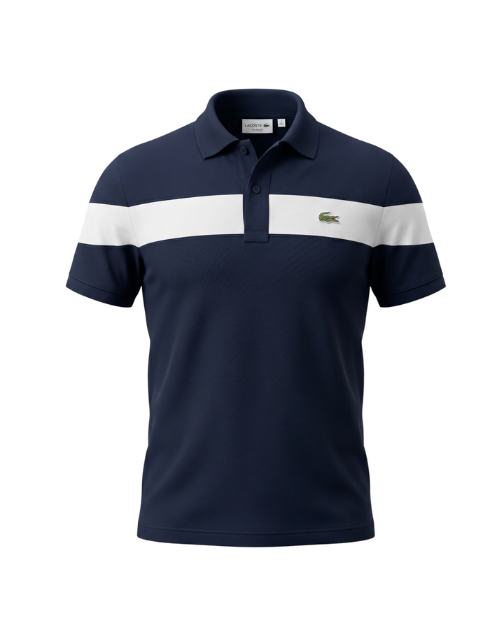 Men's Lac. Contrast Polo Shirt - Navy Blue