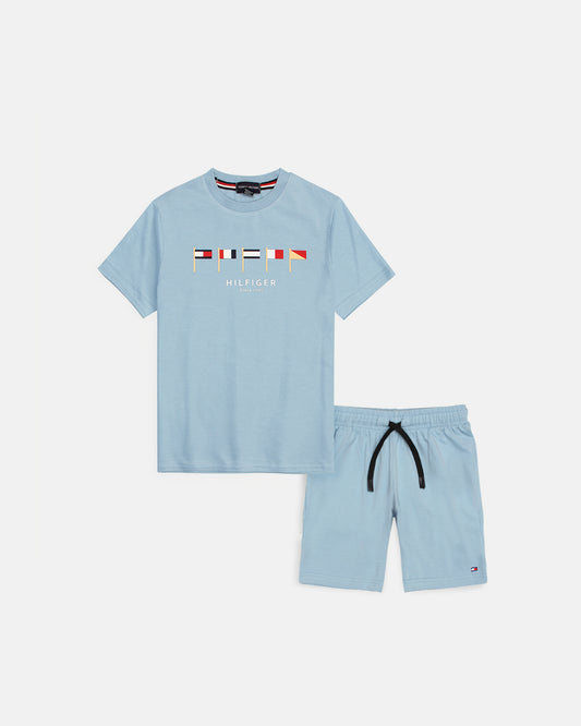 Exclusive Hilfiger Flag KIds Tracksuit - Sky Blue