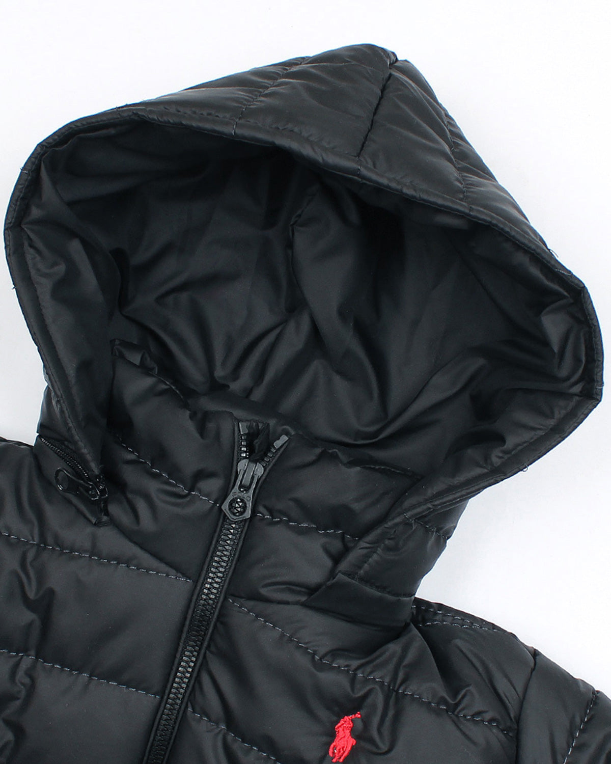 Kids Puffer Hooded R-L Jacket - Black