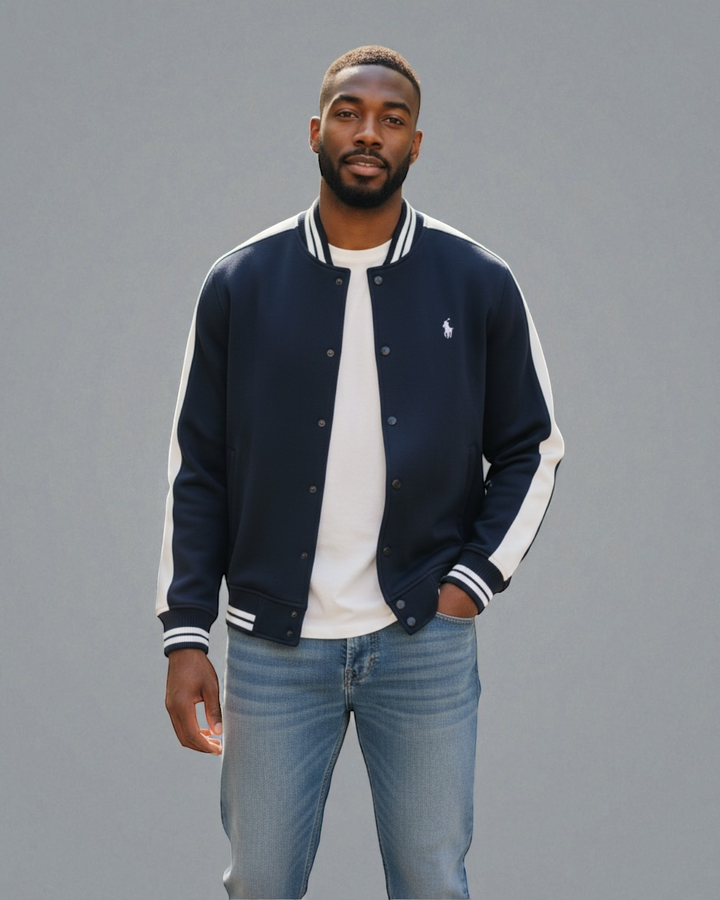 Premium Base Ball R-L Fleece Jacket - Navy Blue