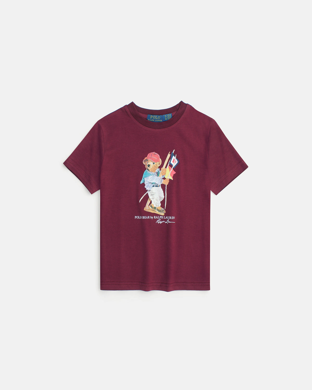 Premium Kids Flag Bear T Shirt - Maroon