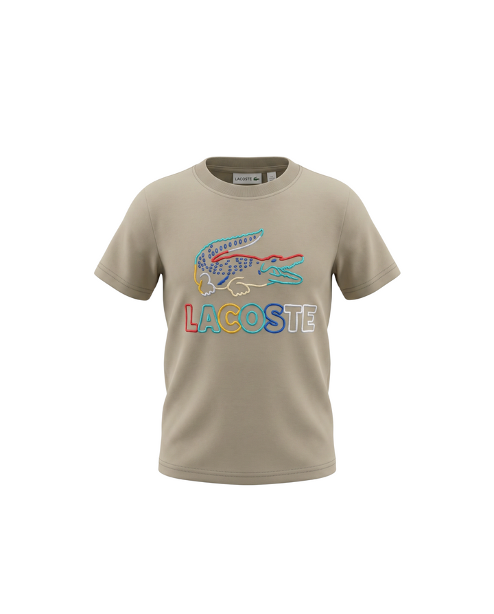 Kids Lac. Multi Logo T Shirt - Beige