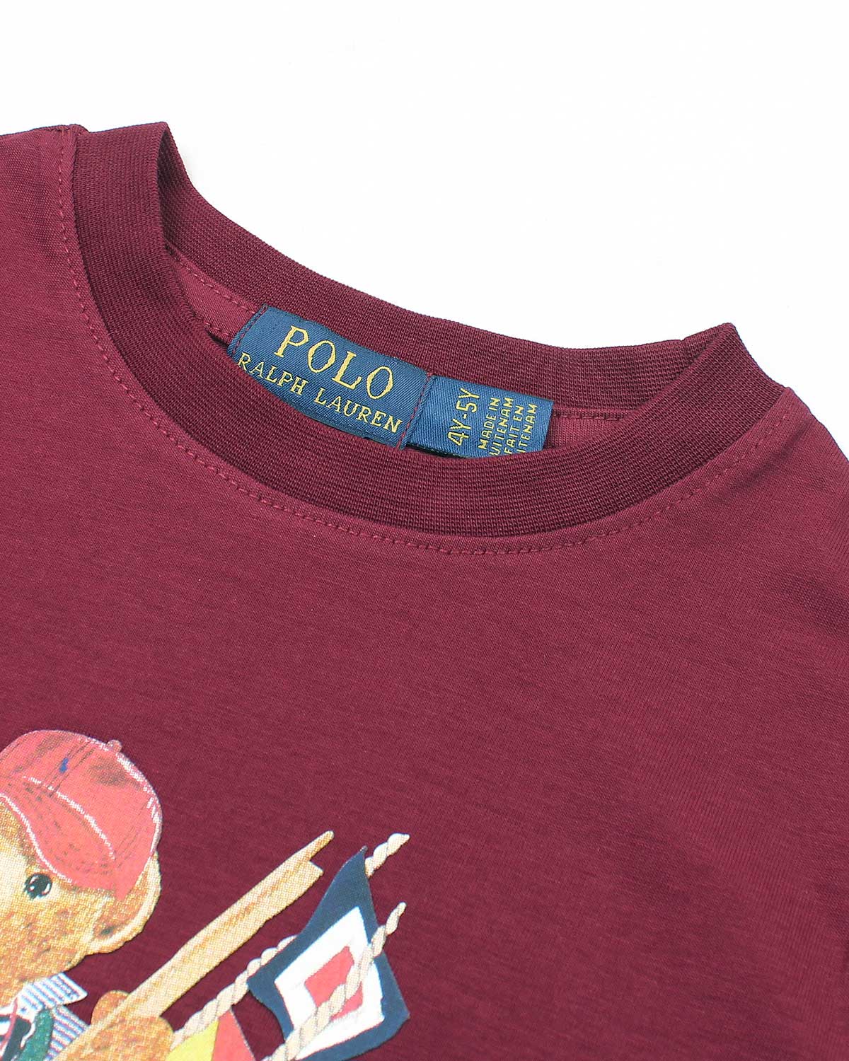 Premium Kids Flag Bear T Shirt - Maroon