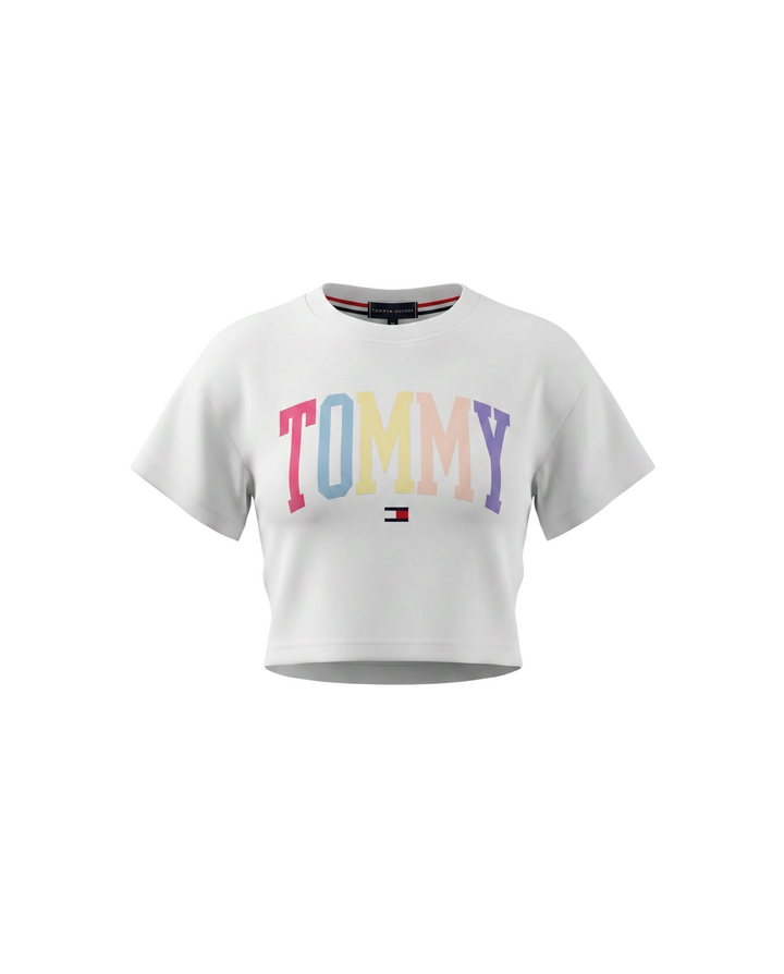 Baby Girls Cropped Tom. T Shirt - White