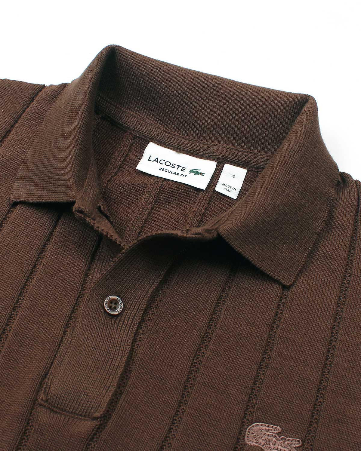 Iconic Lac. Knitted Polo Shirt - Brown
