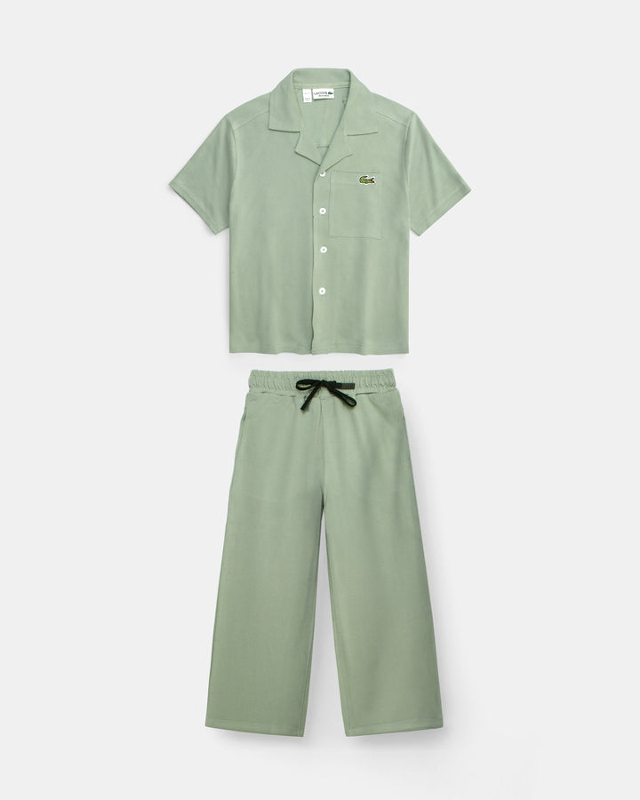 Kids Notch Lapel Pique Tracksuit - C Green