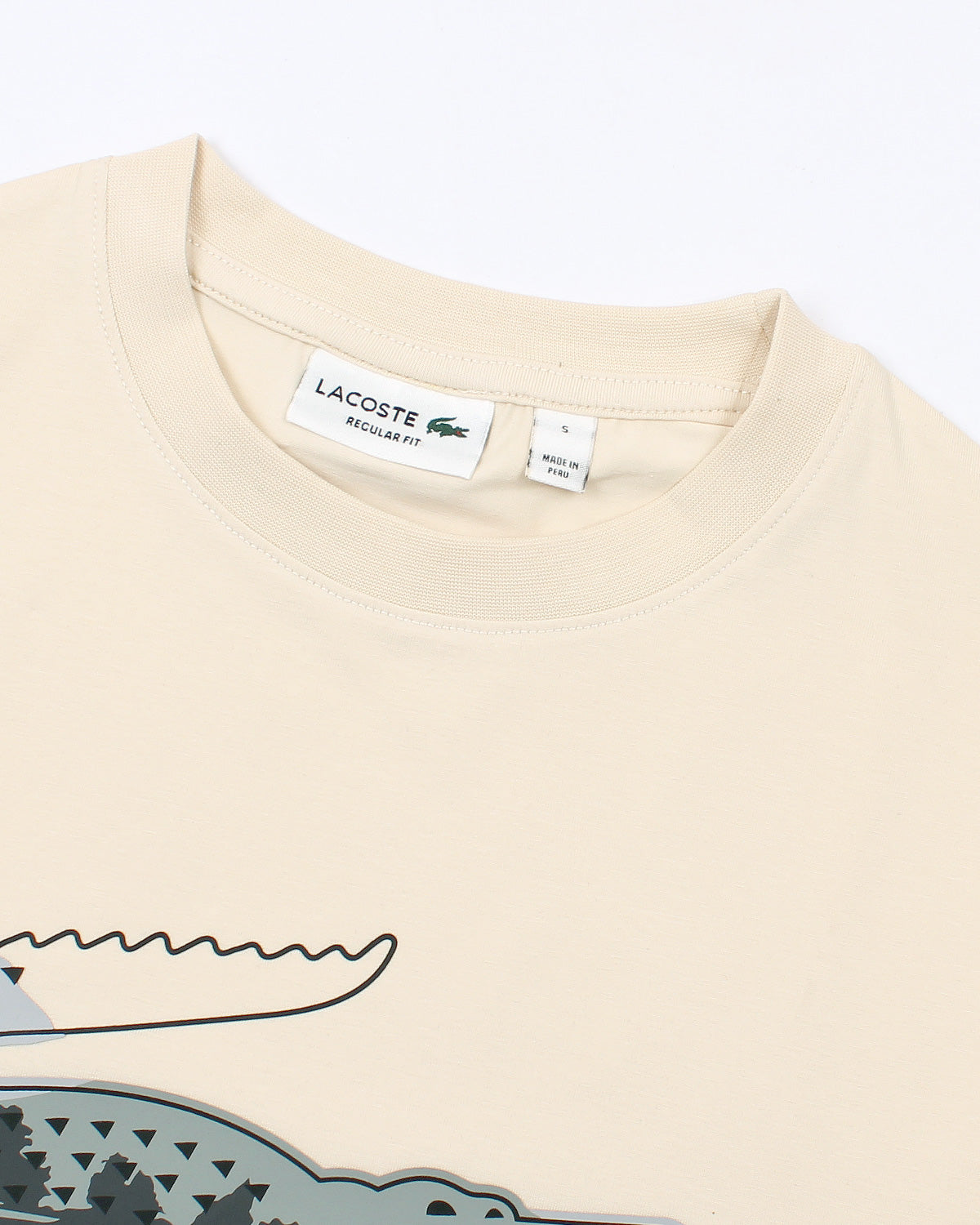 Men’s lac. Iconic Crocodile Print T Shirt - Off White