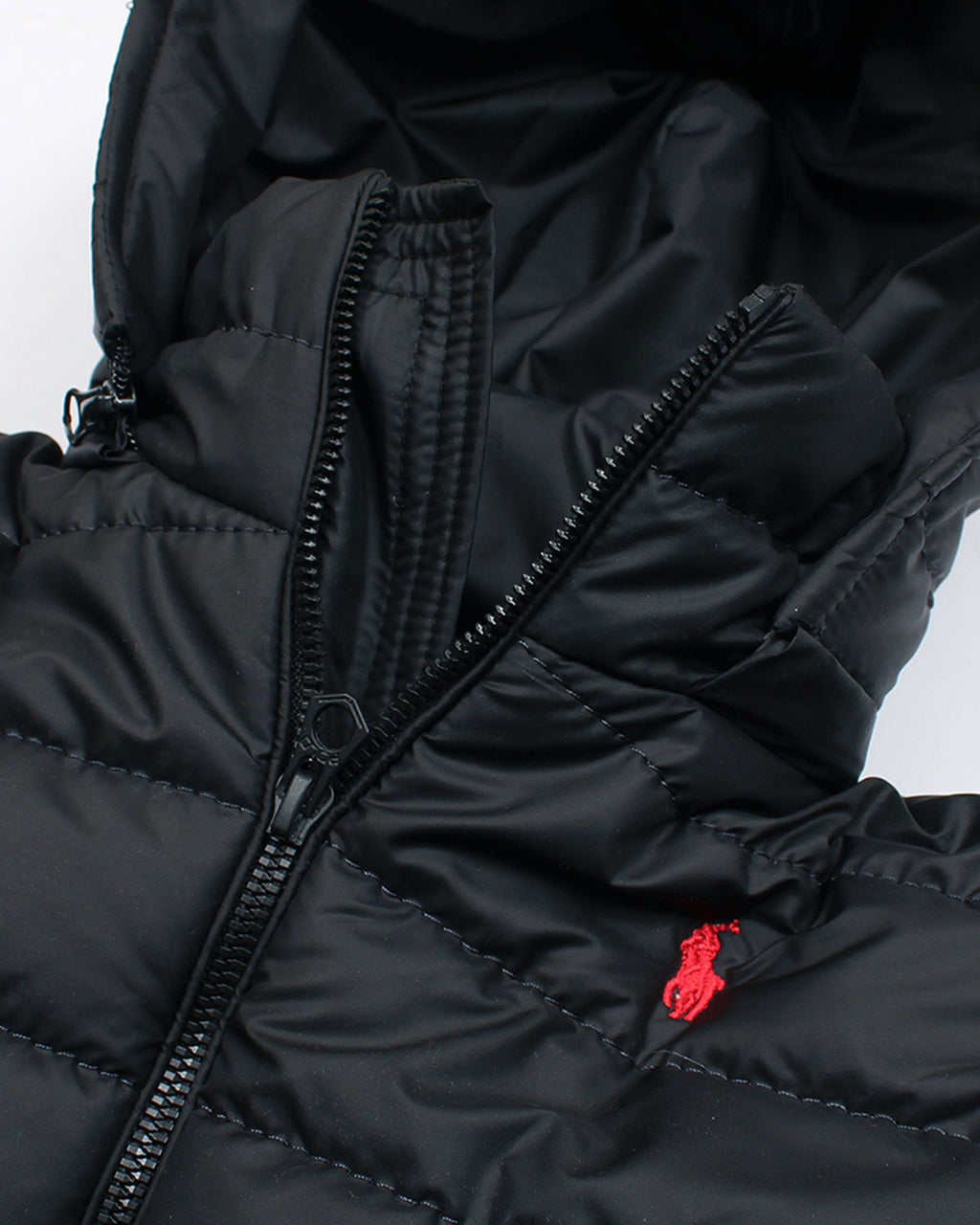 Kids Puffer Hooded R-L Jacket - Black