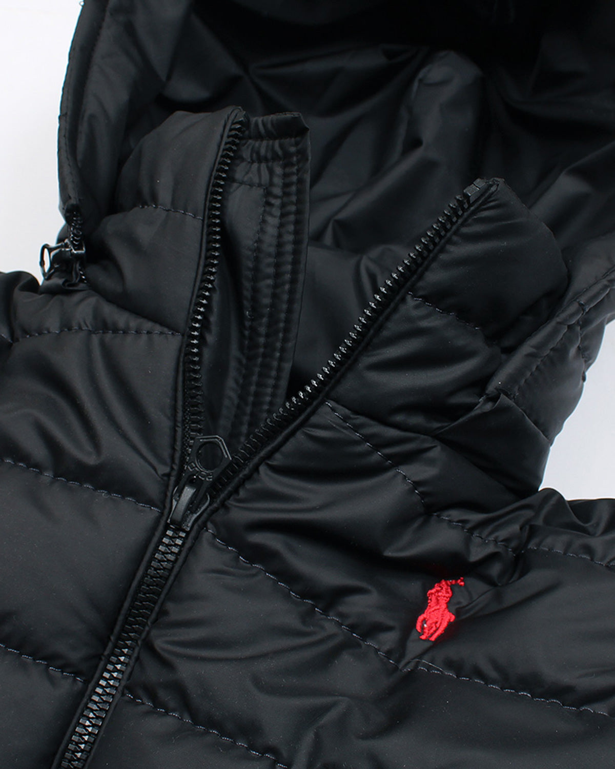 Kids Puffer Hooded R-L Jacket - Black