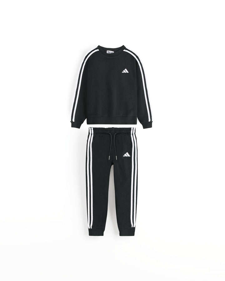 Kids Stripped Tracksuit - Black