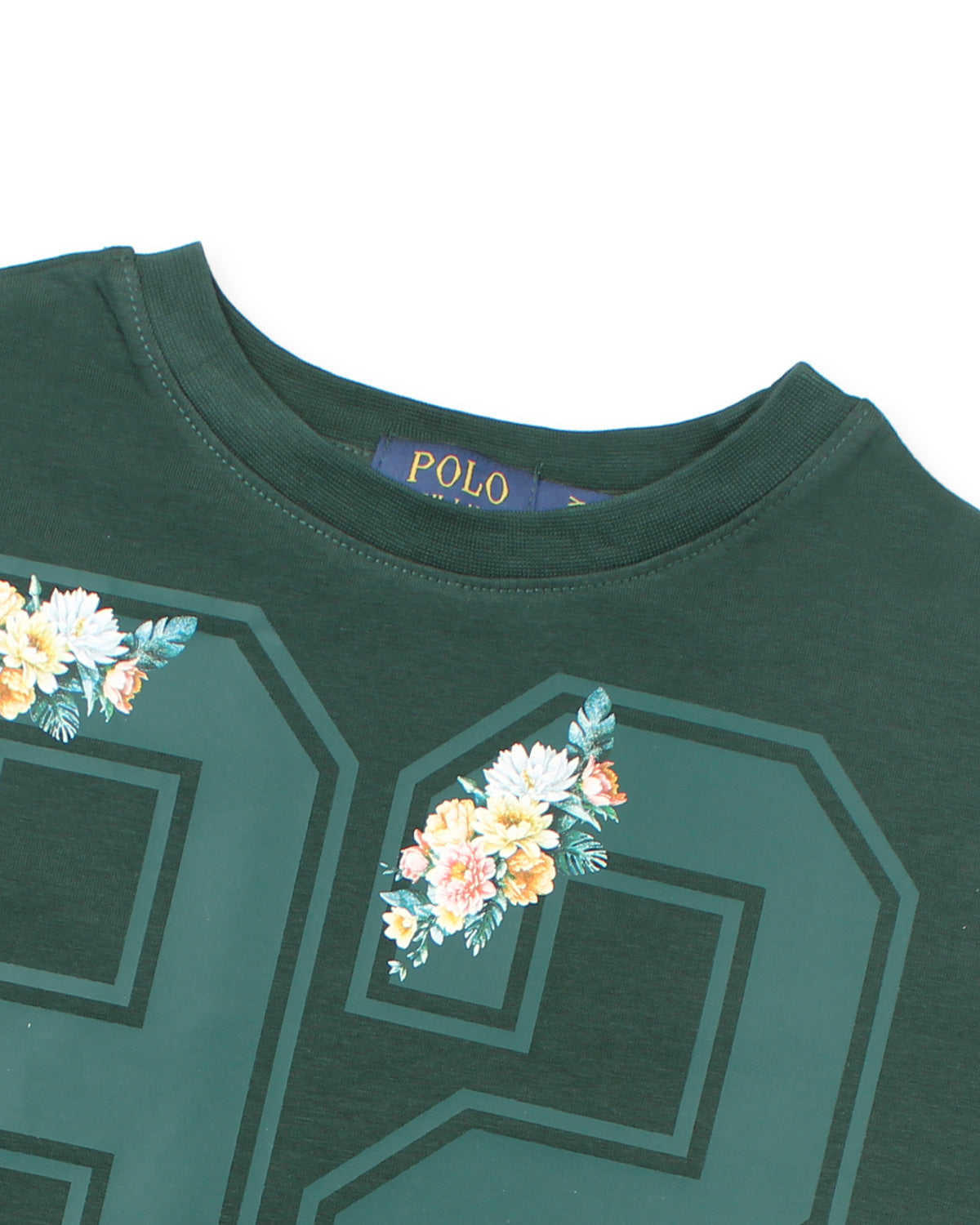 Baby Girls Cropped Flowered T Shirt - Green