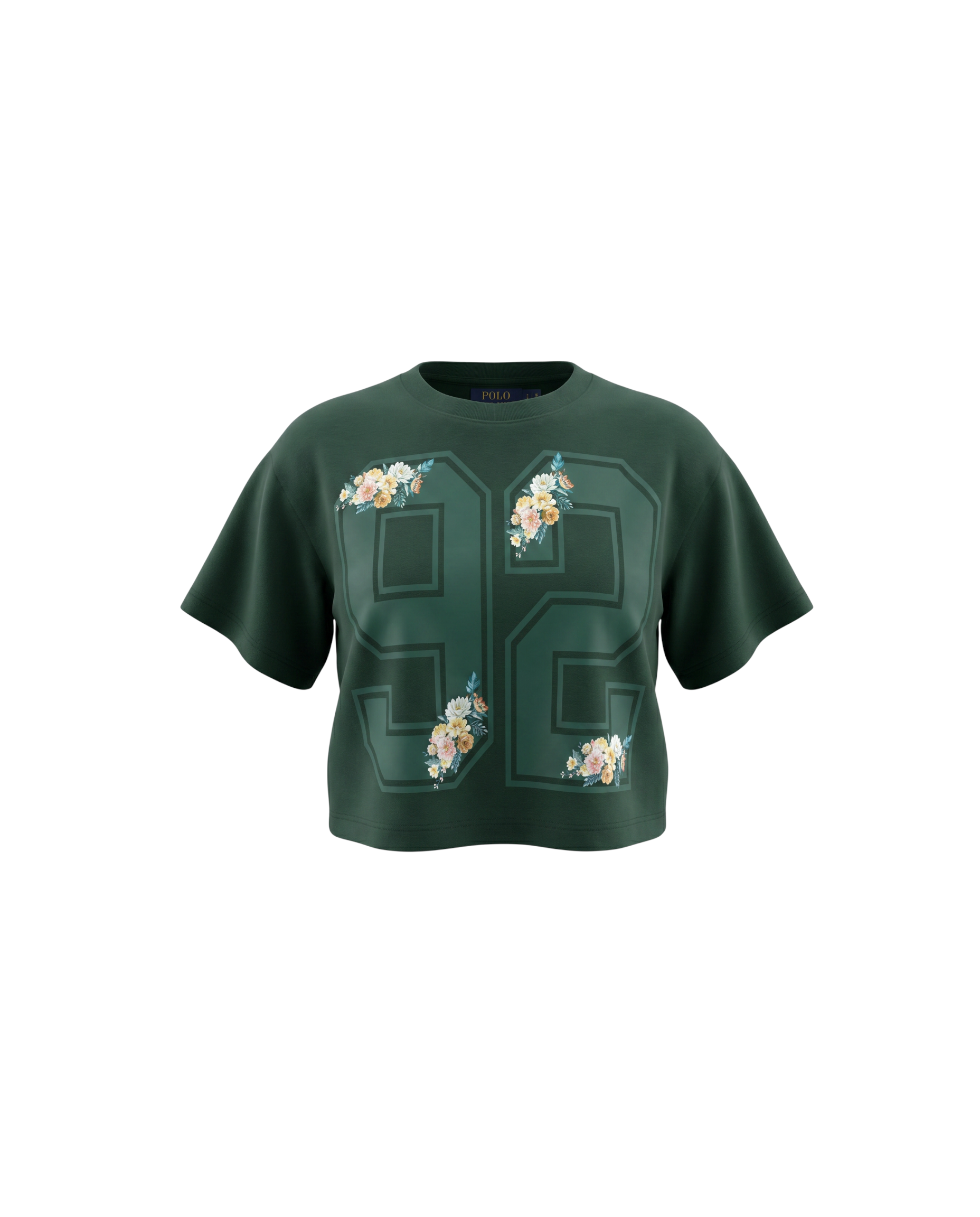 Baby Girls Cropped Flowered T Shirt - Green