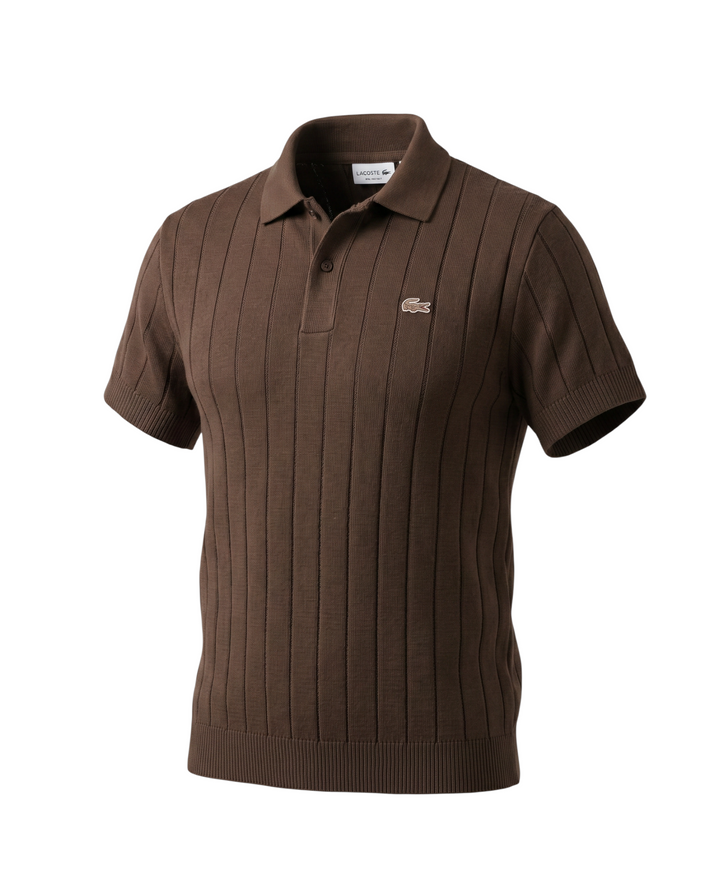 Iconic Lac. Knitted Polo Shirt - Brown
