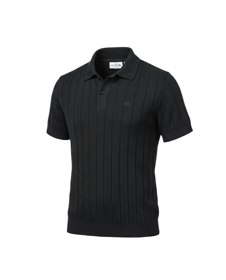 Iconic Lac. Knitted Polo Shirt - Black