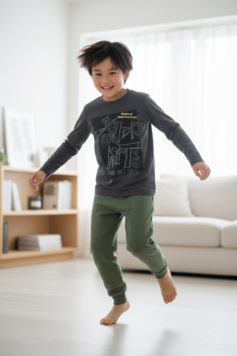Kids Graphic Loungewear Set - Black & Green