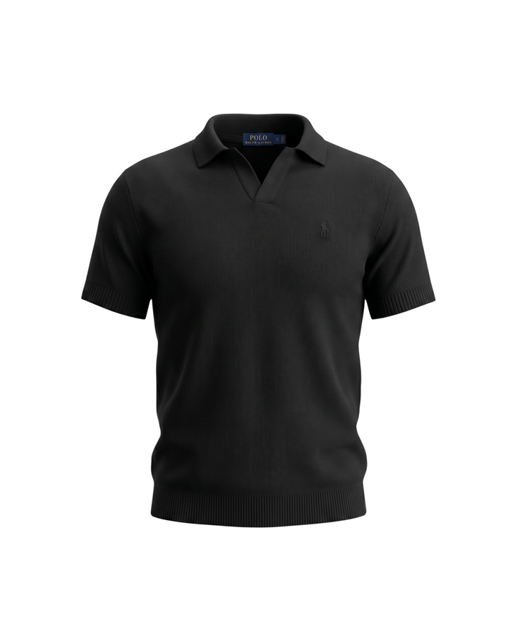 Exclusive Knitted Johny Collar Polo Shirt - Black