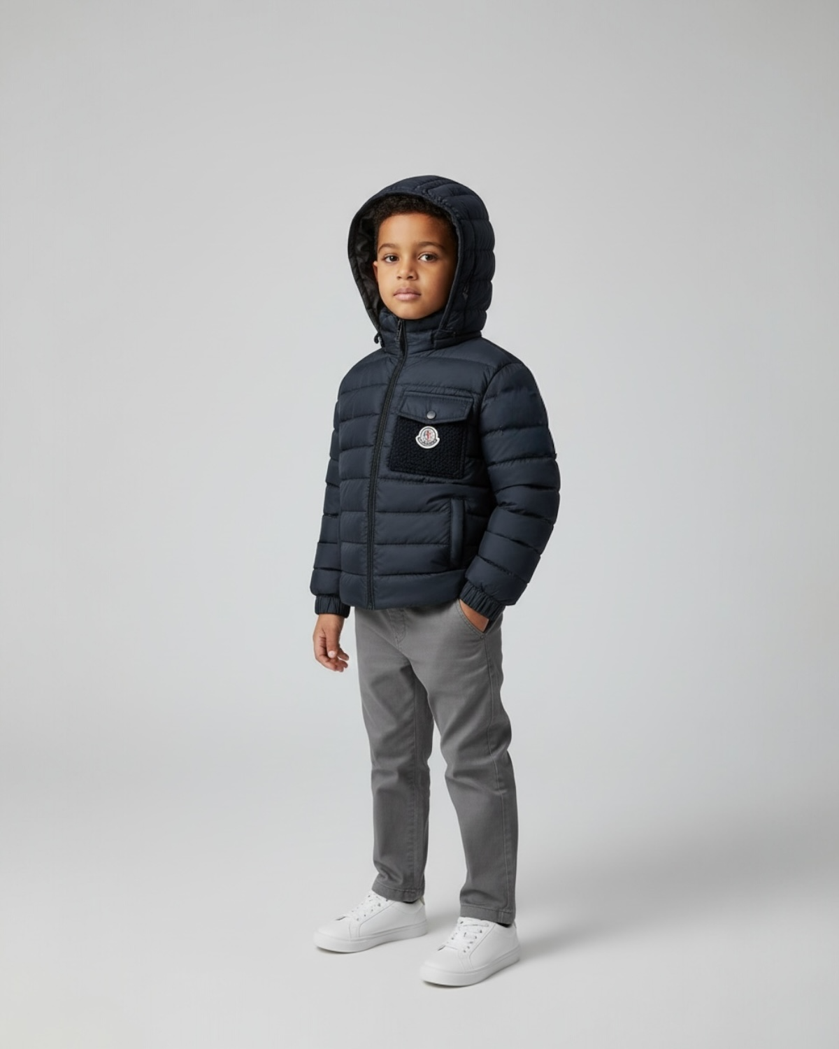 Kids Mon. Puffer Hooded Jacket - Navy Blue