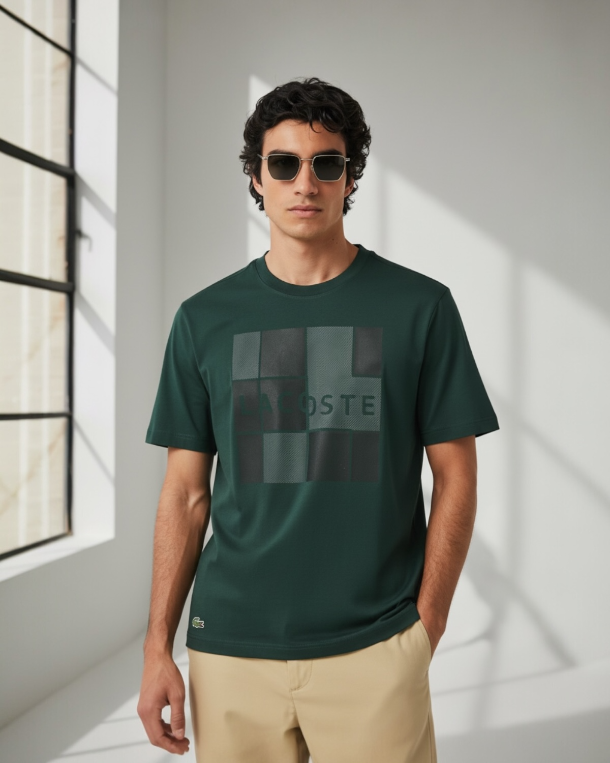 Men's Lac Graphic Grid T Shirt - Green