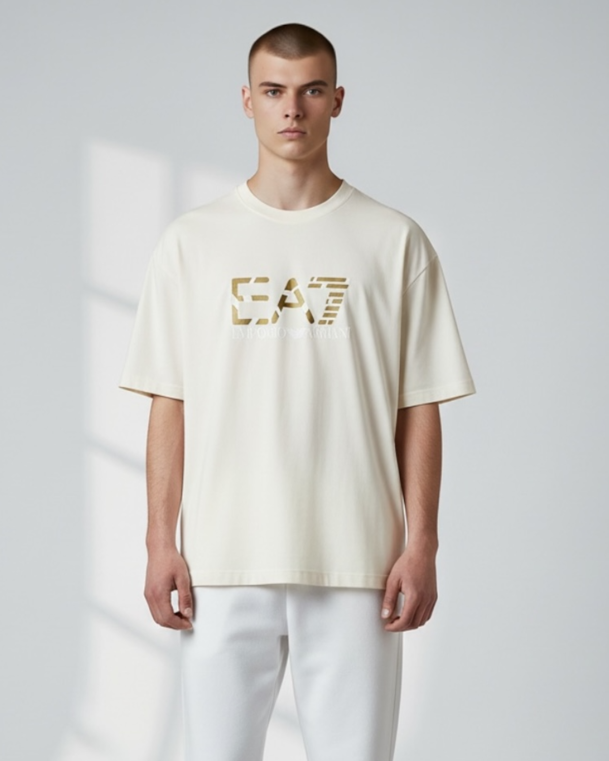 Premium Men's EA7 Oversize T Shirt - Off White