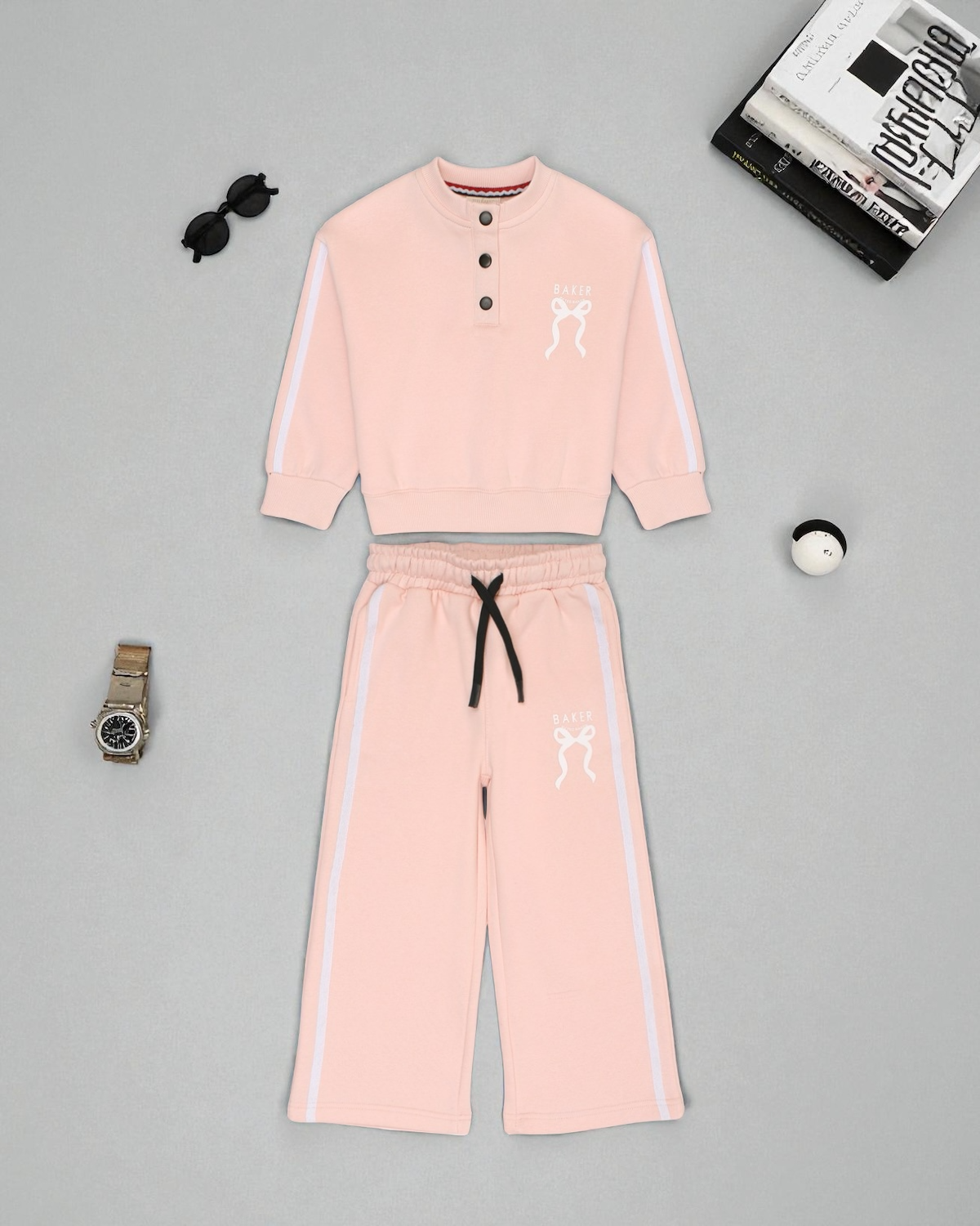 T-Baker Baby Girls Track Set - Baby Pink