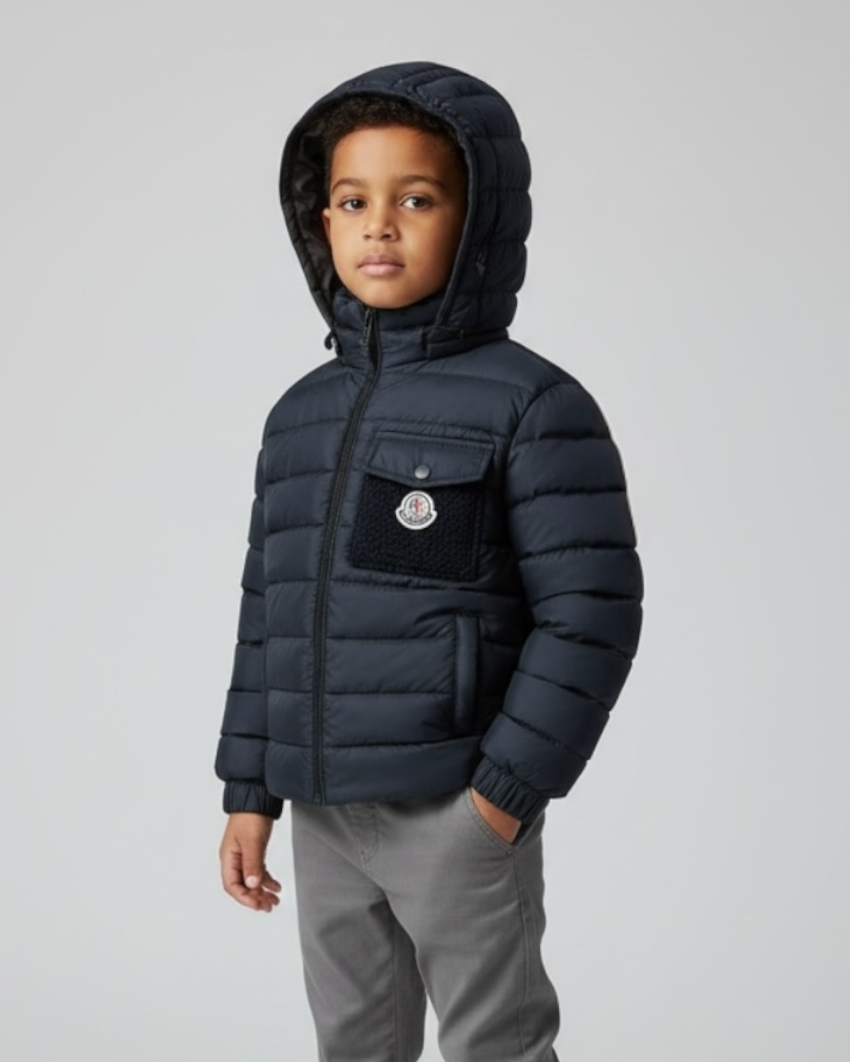 Kids Mon. Puffer Hooded Jacket - Navy Blue