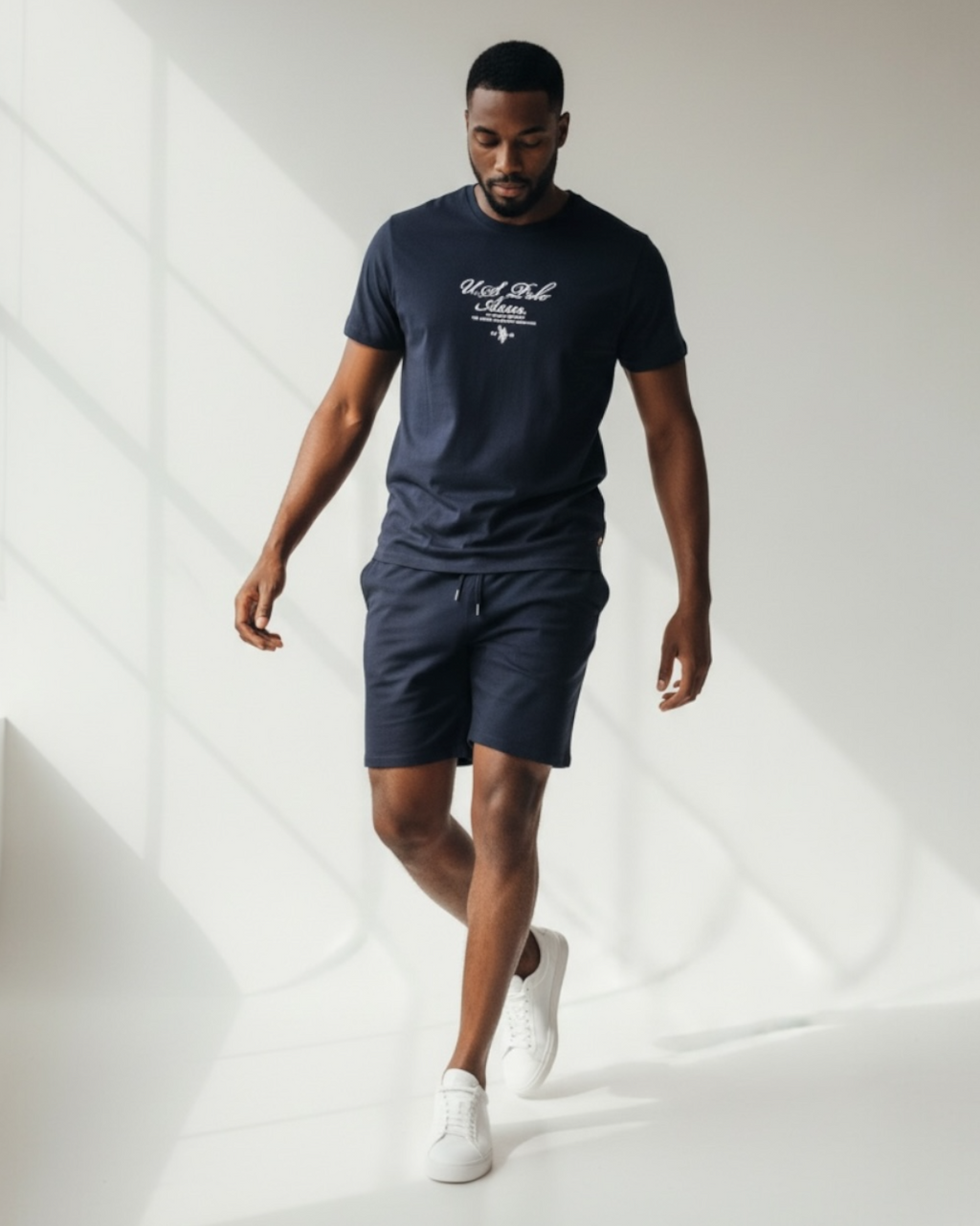 Premium Men's Tshirt/Shorts Set - Navy Blue