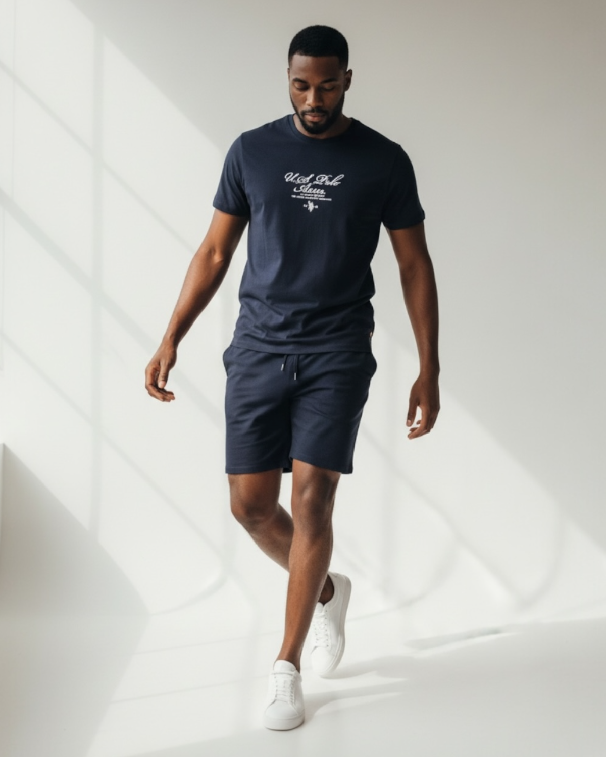 Premium Men's Tshirt/Shorts Set - Navy Blue