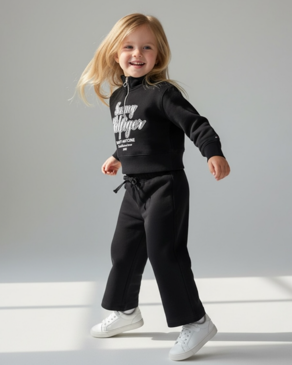 Baby Girls High Neck Tracksuit - Black