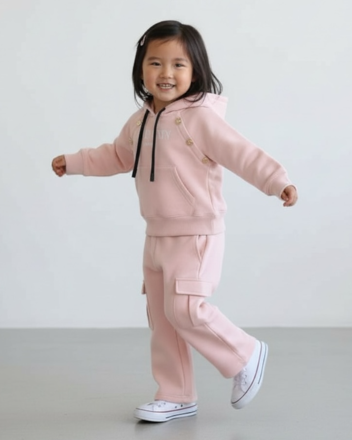 Hodded Baby Girls Tracksuit Set - Pink