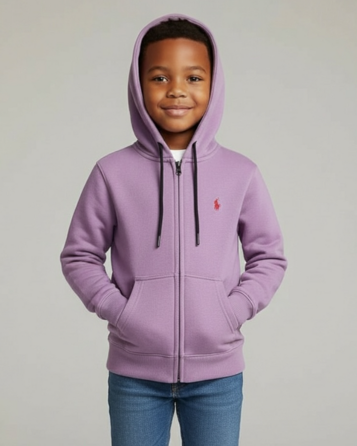 Premium Kids R-L Zip-Up Hoodie – Lavender