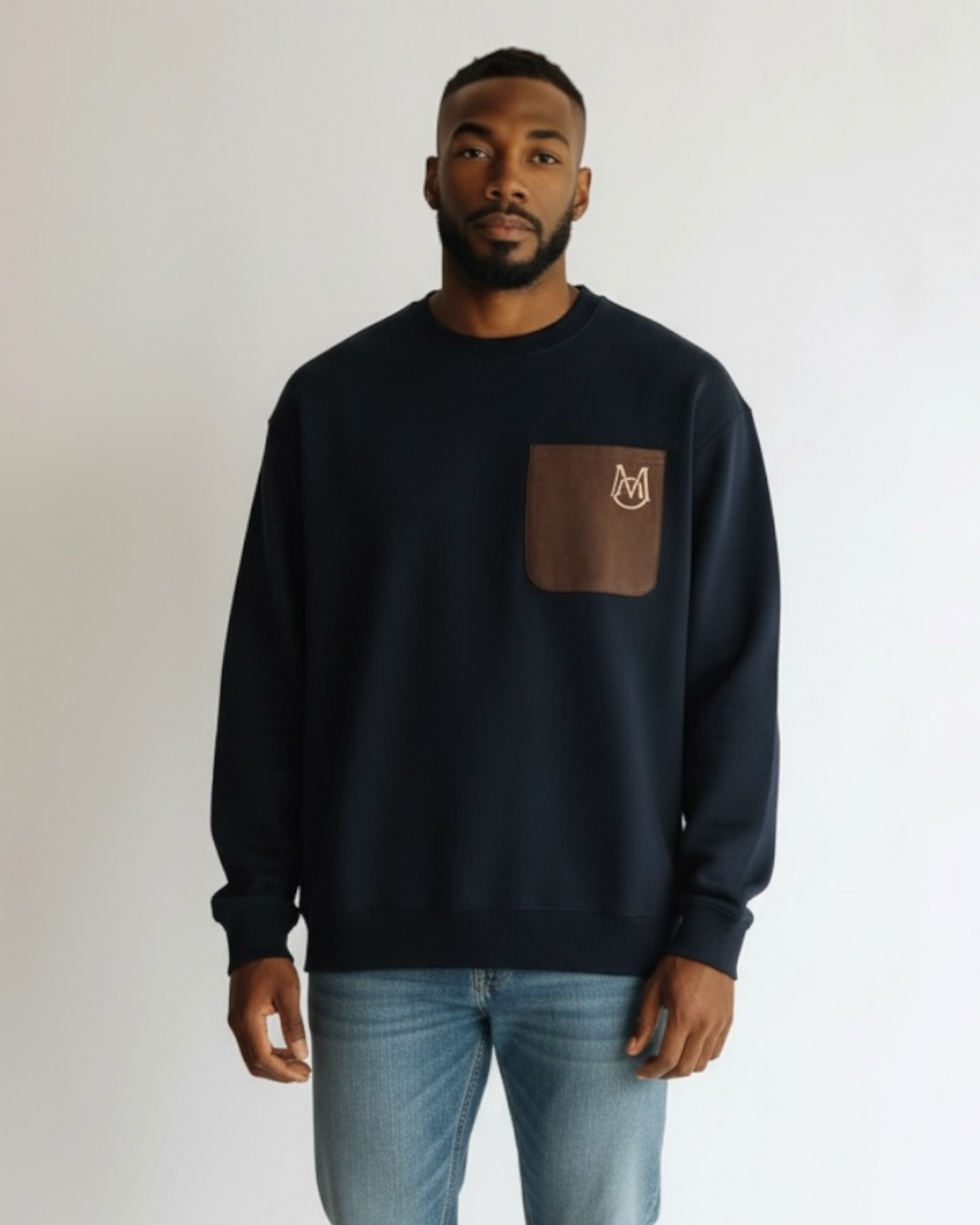 Men’s Classic Pocket Sweatshirt Mon. - Navy Blue
