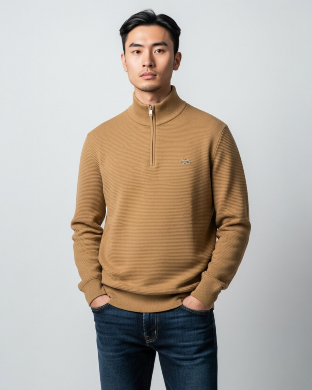 Premium Men's Loc. Mock Neck - Brown