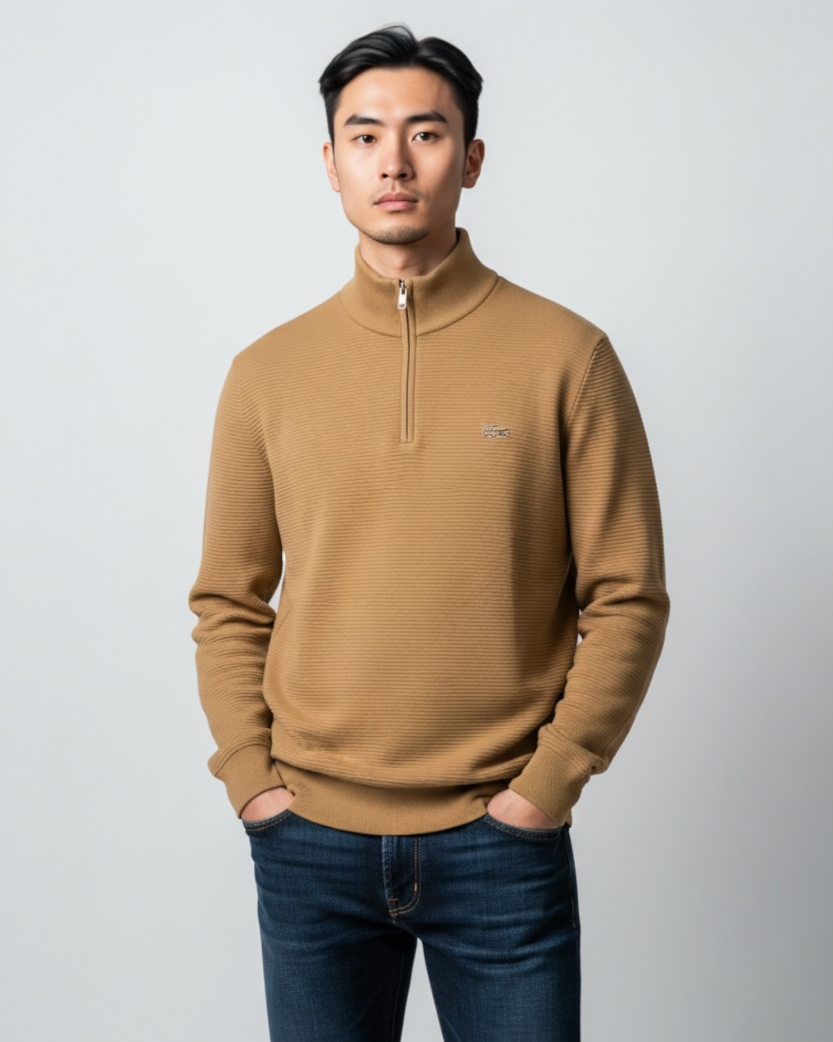 Premium Men's Loc. Mock Neck - Brown